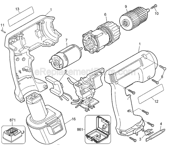 Page A Diagram and Parts List for PS350 Type 2 Black and Decker Cordless Drill